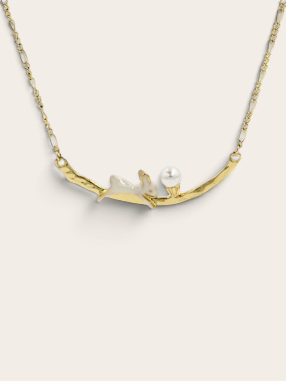 BOUTIQUE Gold Bunny Rabbit Pearl Necklace